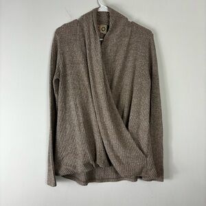 Anthropologie Akemi + Kin Faux Wrap Sweater Womens S Waffle Knit Draped Neutral